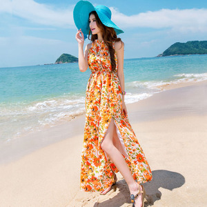 2024新款度假沙滩裙泰国风情裙子三亚旅游衣服丽江云南超仙露背裙