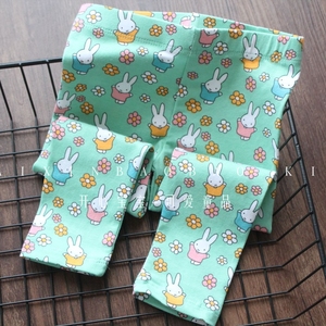 秋季女童纯棉弹力打底裤可爱兔子图案宝宝长裤子儿童外贸童装