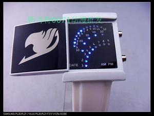 妖精的尾巴手表 妖尾扇形滑盖手表 扇形LED蓝光手表 动漫手表