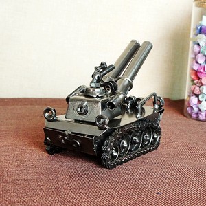 金属坦克世界苏联双炮火炮履带式古铜色黑色儿童手工玩具模型摆件
