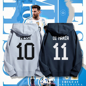 2022卡塔尔世界杯足球迷应援外套阿根廷队10号梅西同款连帽卫衣男