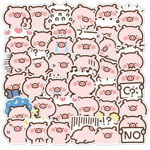 可爱猪猪贴纸40张粉色超萌小动物贴纸diy手机壳背卡平板手账
