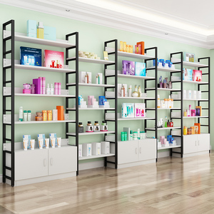 化妆品展示柜展示架产品陈列柜简约现代美容理发店落地多层置物架