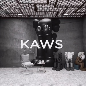 3D工业风清水模水泥墙壁纸潮牌KAWS暴力熊服装店拍照直播背景墙纸