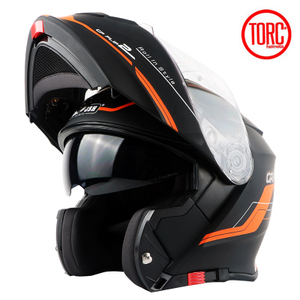 美国TORC头盔摩托车跑车双镜片保暖揭面盔全盔加大XXXL 64头围