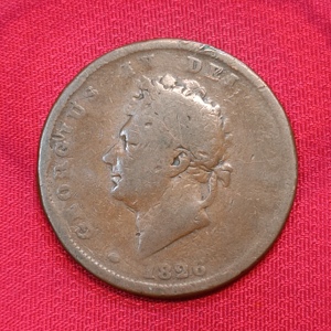 满6件不同包邮 英国1826年乔治四世1便士 一便士大铜币