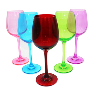 包邮水晶玻璃高脚杯红酒杯葡萄酒杯家居摆件装饰香槟杯彩色酒杯