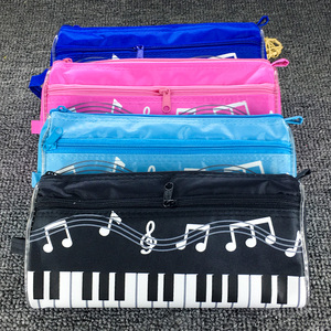 钢琴音符笔袋学生大容量收纳笔盒袋双层拉链袋批发可定制LOGO广告