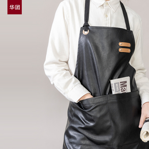 围裙防水防油工作服务家用厨房北欧男女时尚PU皮定制logo印字宠物