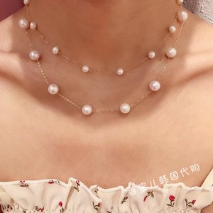 香蜜儿家 韩国东大门代购 20夏 14K金淡水珍珠气质奢华项链女