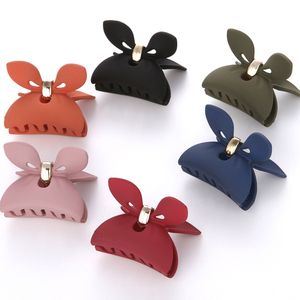 韩国蝴蝶结可爱兔耳朵纯色磨砂发夹抓夹中号简约少女发爪发卡饰品
