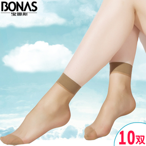 宝娜斯 10双装春夏浅口袜子女短袜超薄款透气水晶丝袜隐形短筒袜