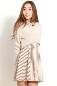 特vivi杂志新款12月sindel款Lena秀短羊毛针织衫+连衣裙2件套3色