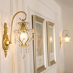 法式客厅水晶壁灯现代走廊过道灯创意卧室床头镜前水晶壁灯