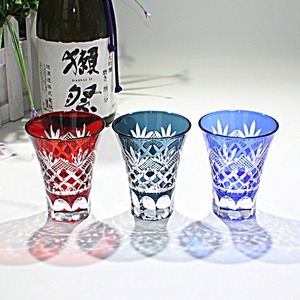 日式一口杯清酒烈酒玻璃杯手工雕刻江户切子工艺家用礼品源头工厂