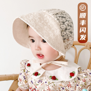 婴儿遮阳帽女宝宝帽子夏季薄款太阳帽防晒帽婴幼儿蕾丝女婴女宝