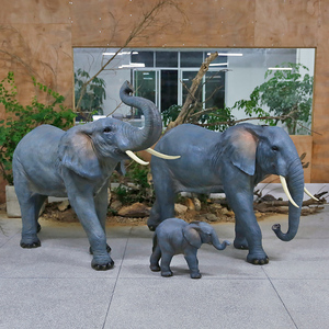 仿真玻璃钢非洲大象雕塑动物摆件游乐场花园户外园林景观小品装饰