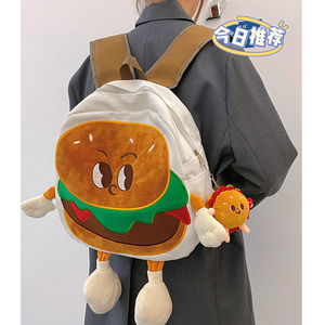 大容量汉堡包小众个性包包2024新款潮可爱少女单肩斜挎背包双肩包