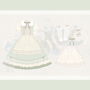 原创设计20新款Lolita可爱飞鸟与歌OP短袖连衣裙围裙两件套装