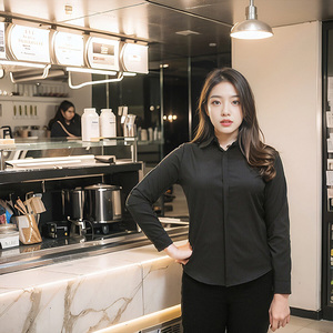 韩版特大码黑色衬衫女夏短袖上衣胖mm200斤职业工作服长袖白衬衣