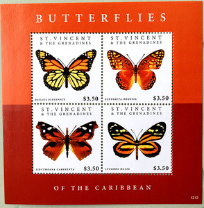 圣文森特和格林纳丁斯动物蝴蝶邮票小型张