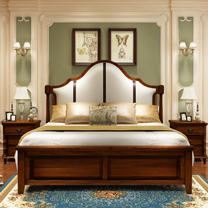特价美式乡村全实木床1.51.8米双人床欧式田园地中海软包风格婚床
