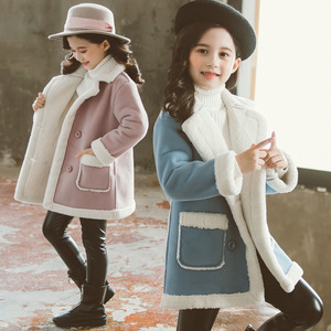 韩国女童外套加绒冬装韩版中大童水貂绒加厚大衣冬季洋气保暖外套