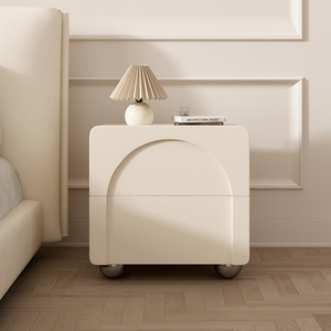 富饶地带奶油风床头柜现代简约轻奢高级感创意白色卧室实木床边柜