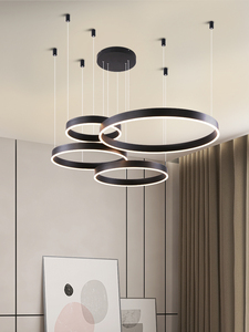 宏光照明北欧客厅吊灯餐厅灯现代简约大气LED轻奢个性圆环形吊灯