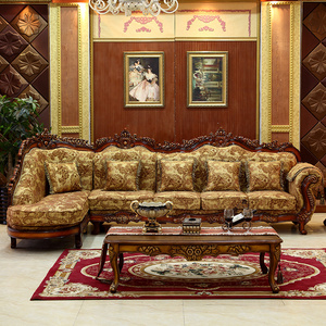 欧式转角沙发L型高档客厅组合沙发美式实木田园布艺沙发可拆洗