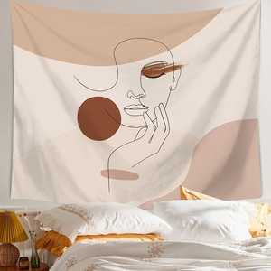 北欧奶油风卧室装饰背景布简约抽象人物墙面布置莫兰迪轻奢挂毯