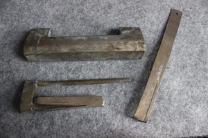 清代民国老铜锁 铜鎏银大锁带钥匙 保真铜器 长12.6厘米 ZZ.1074