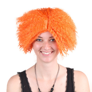 表演假发发套梦游仙境疯帽子假发橙色玉米烫节日派对假发彩色头套