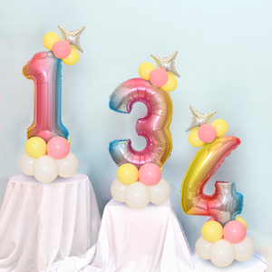 宝宝100百天儿童生日派对岁汽球膜数字路引立柱铝膜气球装饰布置