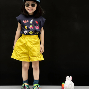 韩国童装2024夏季新款儿童套装男女童洋气卡通印花背心短裤两件套