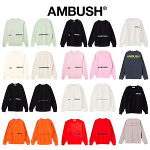 正品 AMBUSH 基础纯色印花字母刺绣LOGO套头加绒宽松长袖圆领卫衣