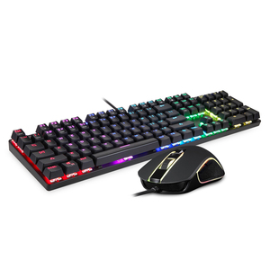 摩豹（Motospeed）全彩RGB游戏机械键盘青轴104键有线键鼠套装