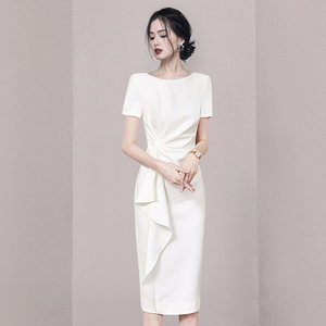 女神范简约白色职业装连衣裙夏2024女装设计感知性优雅通勤包臀裙