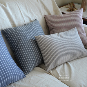 简约现代北欧条纹棉麻沙发客厅抱枕套靠垫套靠包套靠枕套不含芯