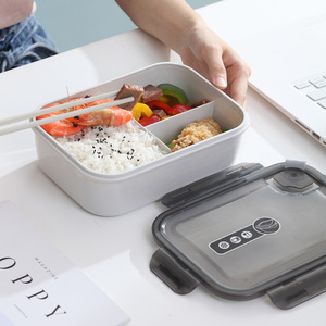 可微波炉塑料保鲜盒日式密封不漏多格便当盒便携式学生饭盒午餐盒