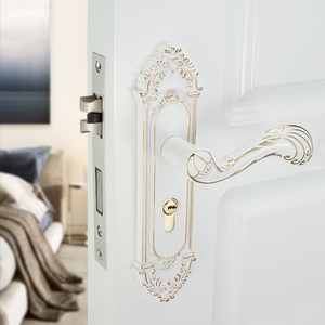 欧式门锁白色室内卧室门锁静音轻奢家用房间木门锁通用型现代简约