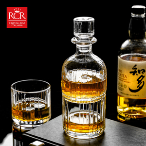 意大利进口RCR水晶玻璃威士忌酒杯洋酒杯酒樽创意叠加酒具套装3件