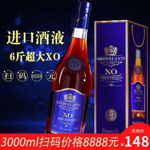 【6斤大酒】洋酒xo白兰地3000ml法国原酒进口陆易金樽礼盒装正品