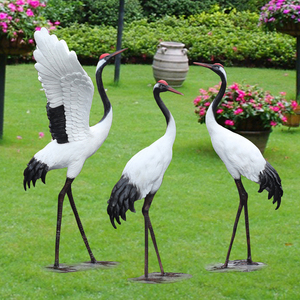 户外仿真仙鹤雕塑水池塘白鹭装饰花园林鸟玻璃钢景观模型白鹤摆件