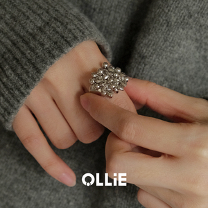 ollie是只猫 | 爱心串珠戒指食指女高级感纯银戒指小众个性开口戒