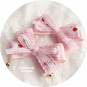 原创lolita发夹甜系粉色小草莓对夹洛丽塔软萌妹子发卡头饰 可爱