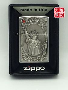 芝宝zippo煤油打火机 14年欧版磨砂贴章自由女神2003.967礼品收藏