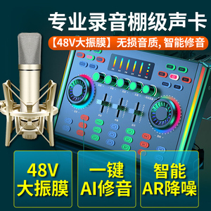 专业录音棚48V录歌声卡直播全套主播手机电脑专用K歌唱歌话筒修音