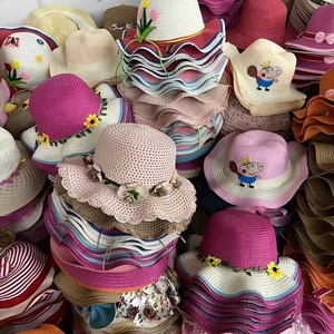 夏季新款儿童防晒遮阳帽子可爱花朵蕾丝宝宝太阳帽沙滩男女童草帽