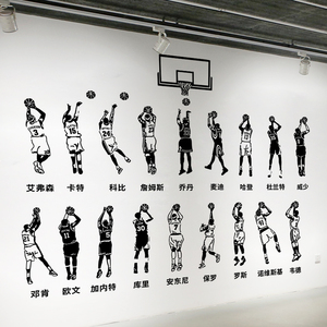 篮球NBA明星科比詹姆斯投篮海报墙贴宿舍寝室卧欧文库里球星贴纸